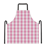 Pink And White Check Pattern Print Apron