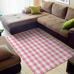 Pink And White Check Pattern Print Area Rug