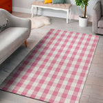 Pink And White Check Pattern Print Area Rug