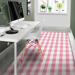 Pink And White Check Pattern Print Area Rug