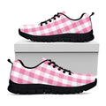 Pink And White Check Pattern Print Black Running Shoes