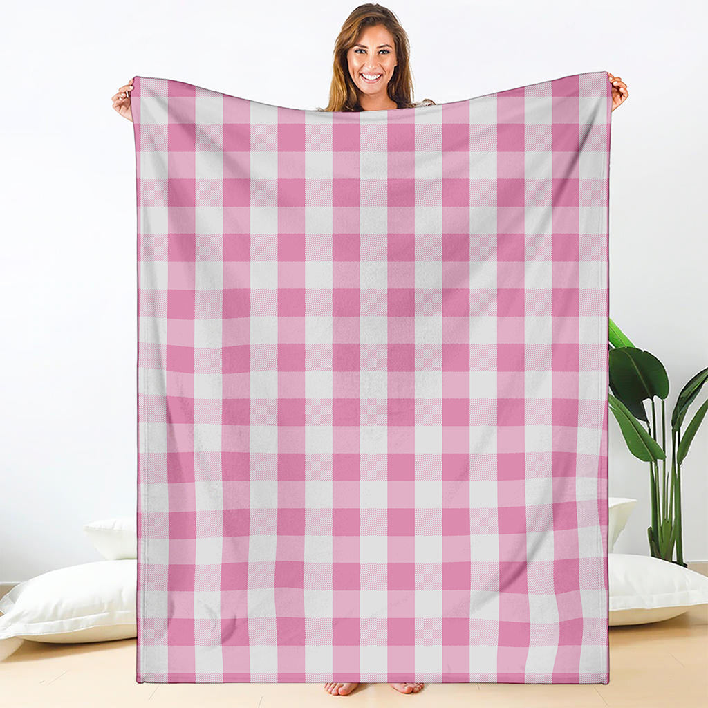 Pink And White Check Pattern Print Blanket