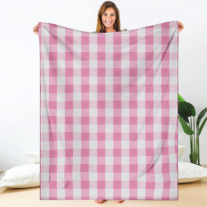 Pink And White Check Pattern Print Blanket