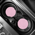 Pink And White Check Pattern Print Car Coasters