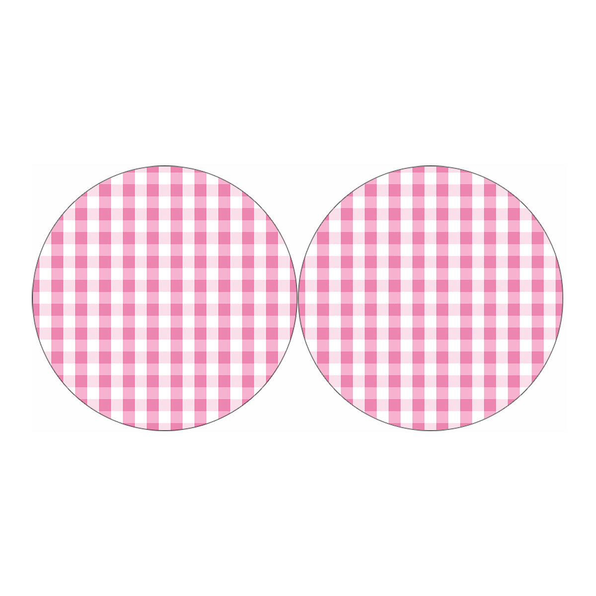 Pink And White Check Pattern Print Car Coasters