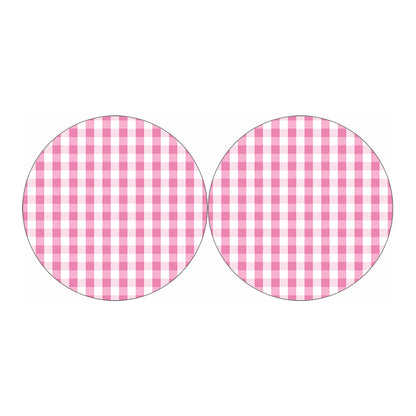 Pink And White Check Pattern Print Car Coasters