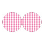 Pink And White Check Pattern Print Car Coasters