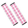 Pink And White Check Pattern Print Car Seat Belt Covers