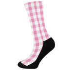Pink And White Check Pattern Print Crew Socks
