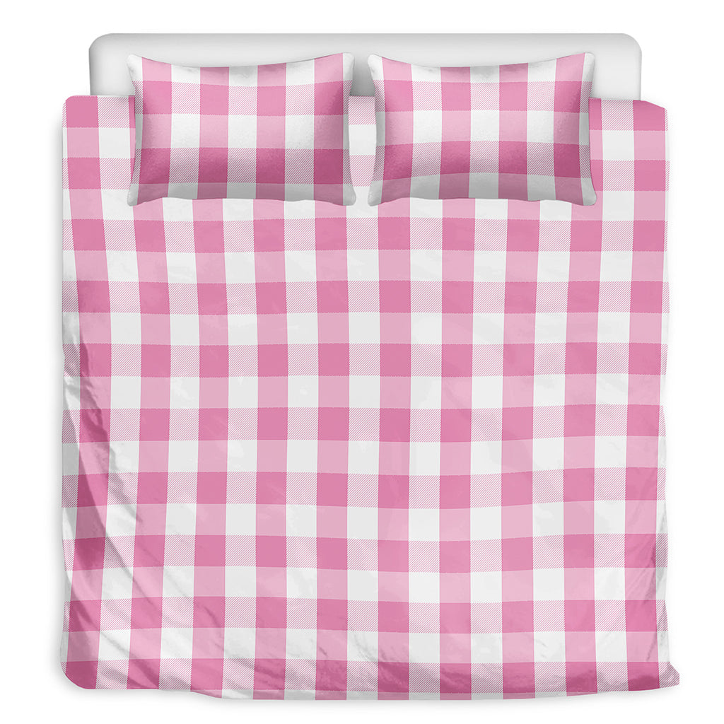 Pink And White Check Pattern Print Duvet Cover Bedding Set