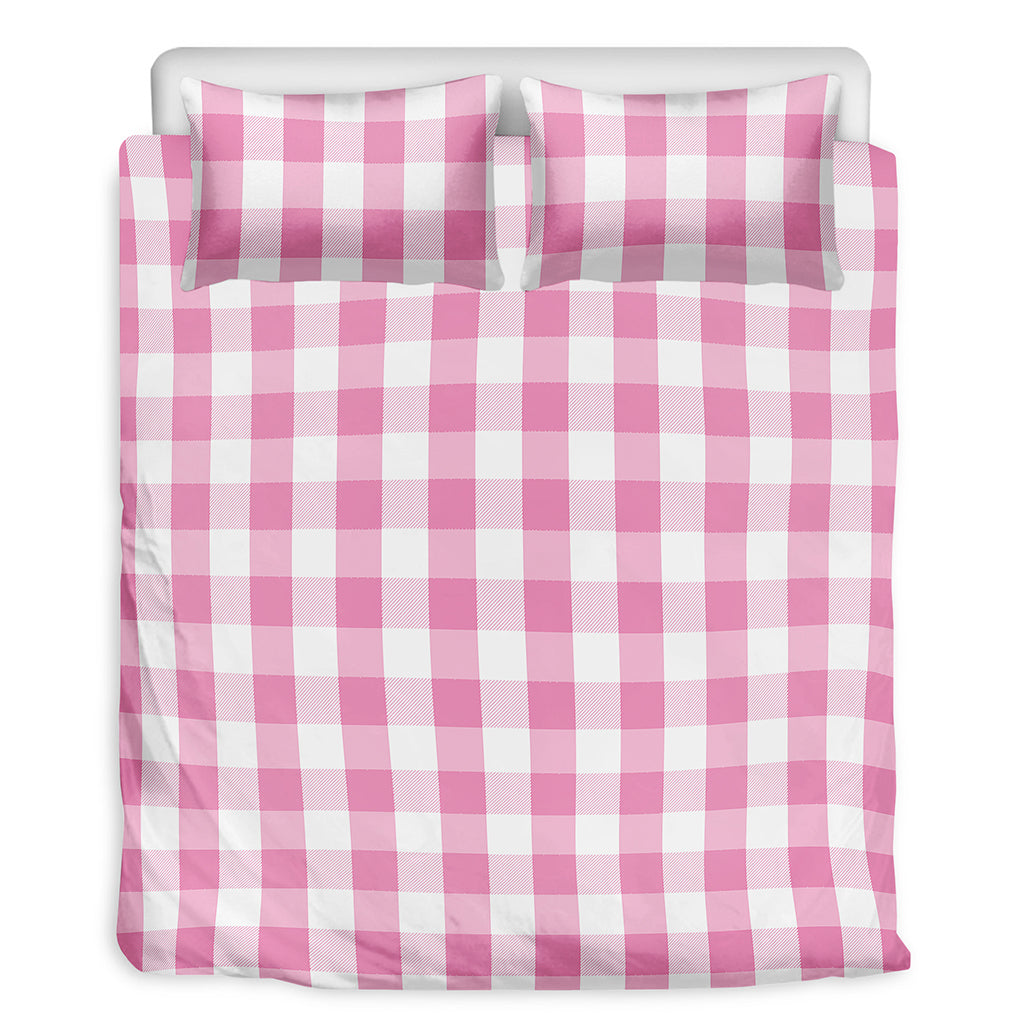 Pink And White Check Pattern Print Duvet Cover Bedding Set