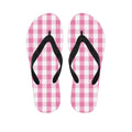 Pink And White Check Pattern Print Flip Flops