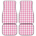 Pink And White Check Pattern Print Front and Back Car Floor Mats