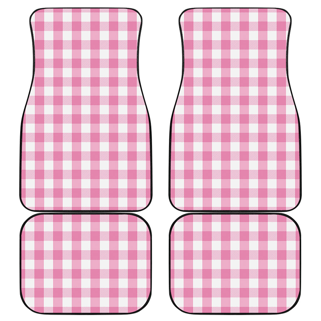 Pink And White Check Pattern Print Front and Back Car Floor Mats