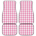 Pink And White Check Pattern Print Front and Back Car Floor Mats