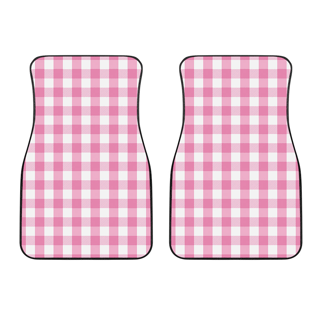 Pink And White Check Pattern Print Front Car Floor Mats