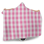 Pink And White Check Pattern Print Hooded Blanket
