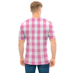 Pink And White Check Pattern Print Men's T-Shirt