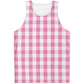 Pink And White Check Pattern Print Men's Tank Top