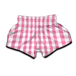 Pink And White Check Pattern Print Muay Thai Boxing Shorts