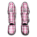 Pink And White Check Pattern Print Muay Thai Shin Guards