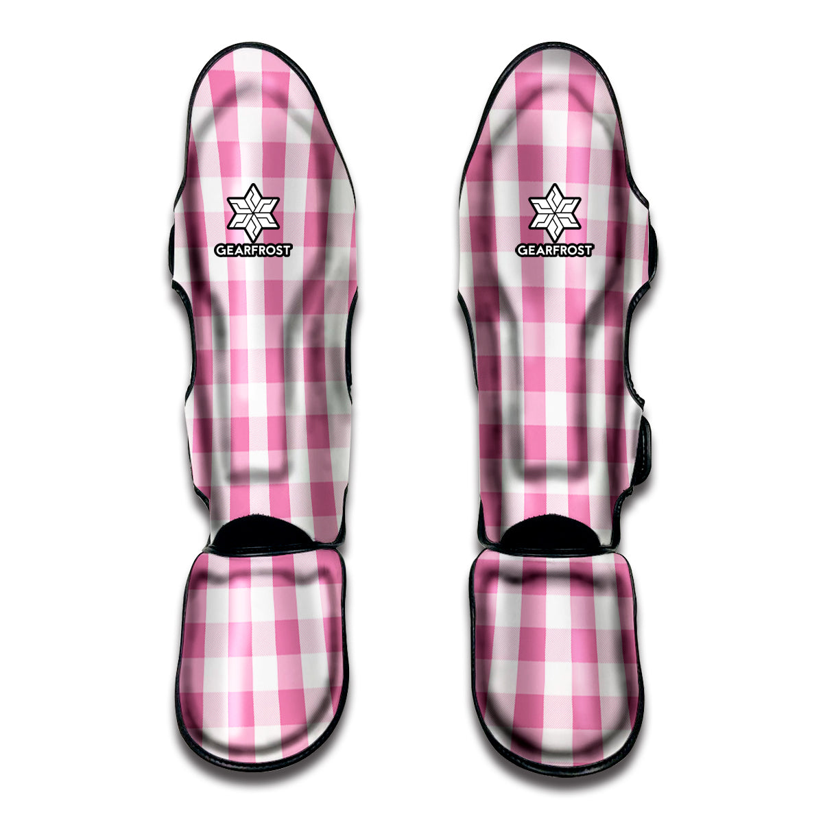 Pink And White Check Pattern Print Muay Thai Shin Guard