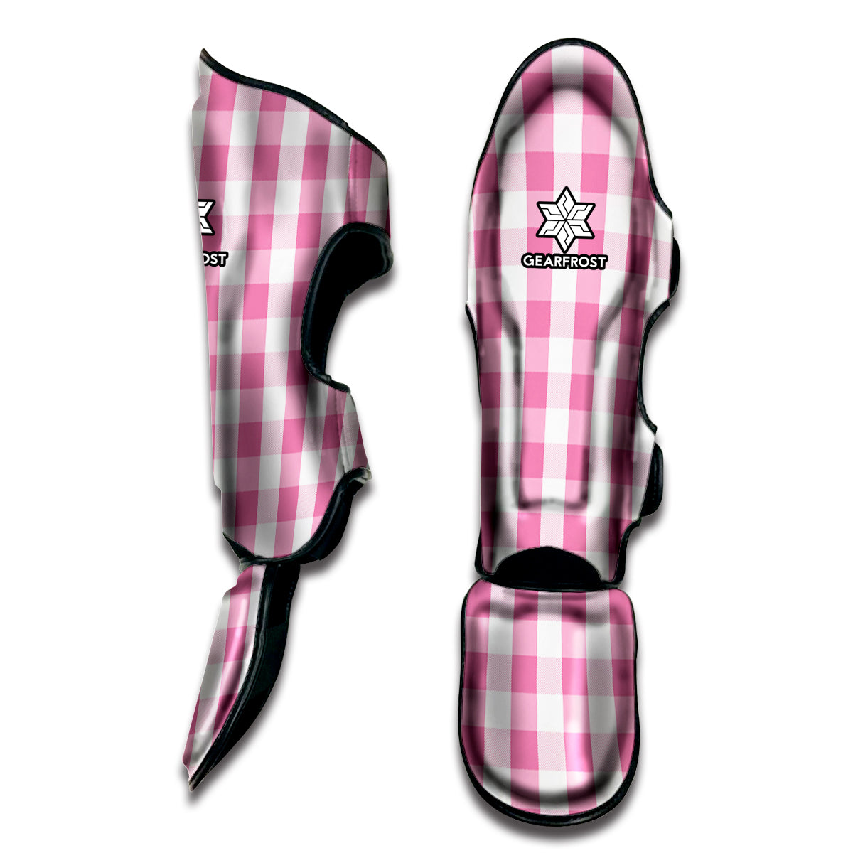Pink And White Check Pattern Print Muay Thai Shin Guard