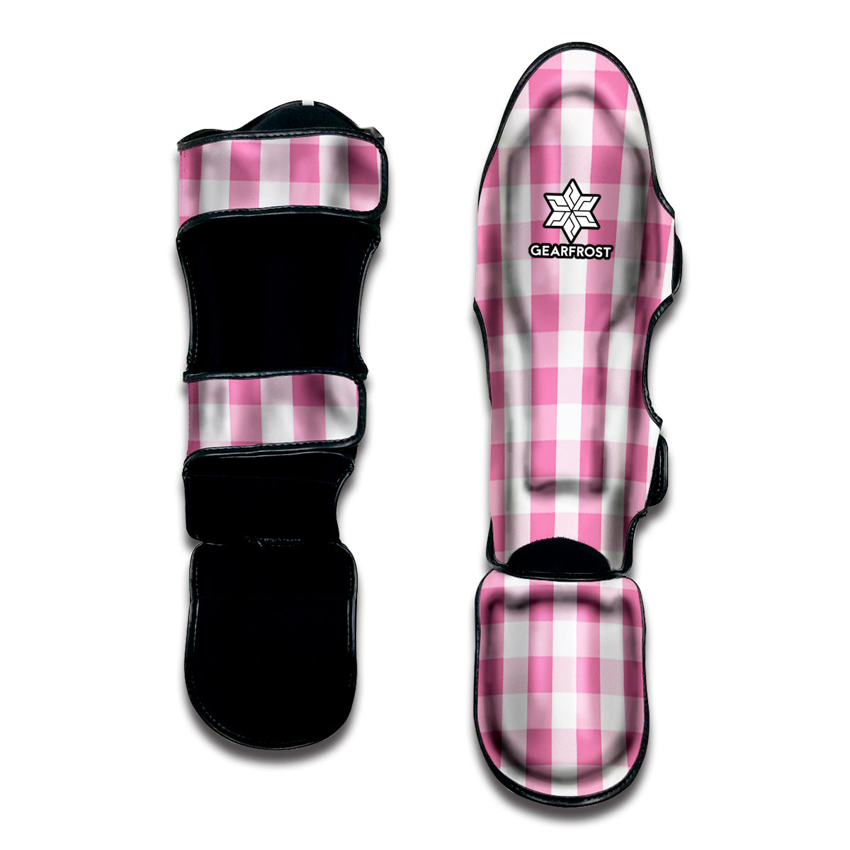Pink And White Check Pattern Print Muay Thai Shin Guard