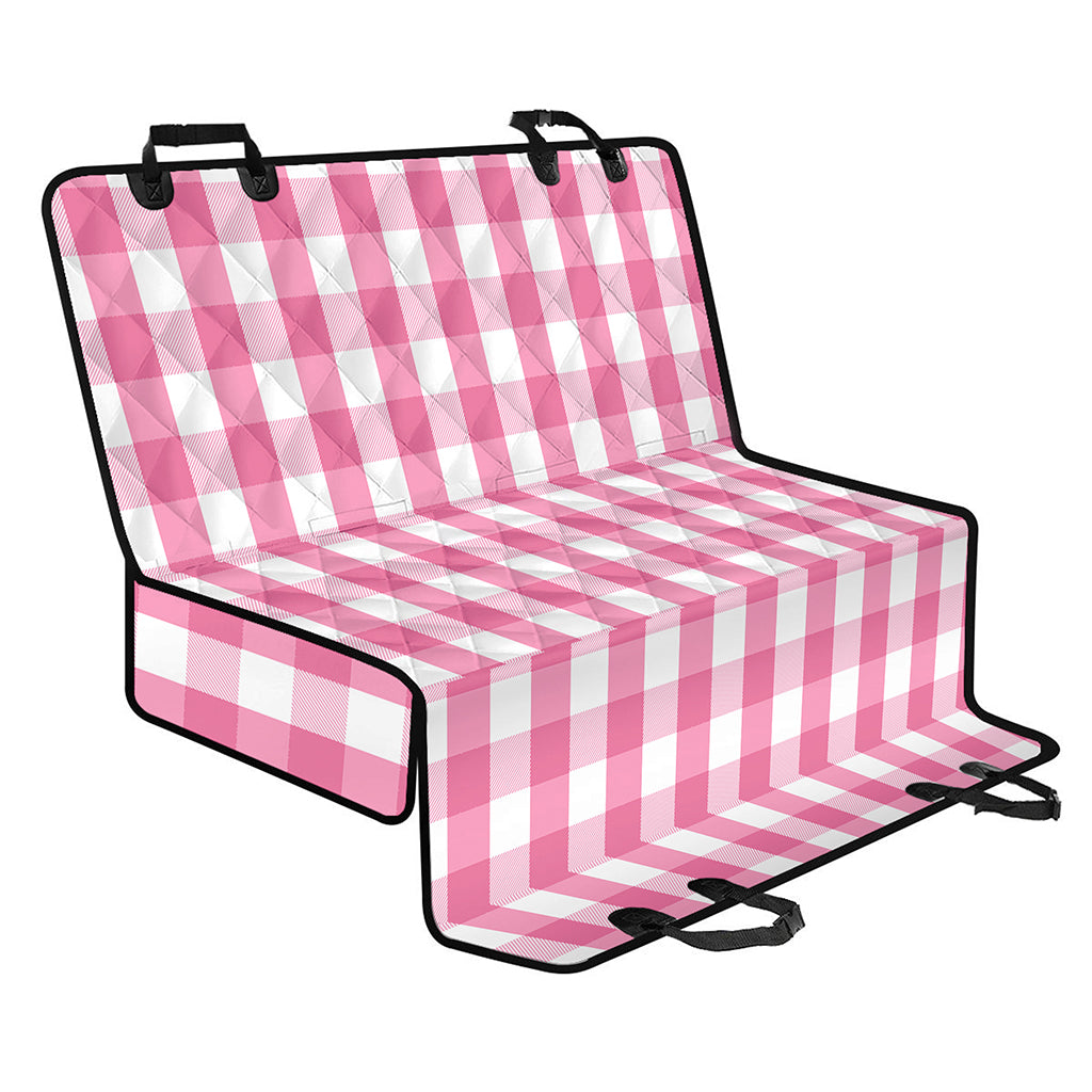 Pink And White Check Pattern Print Pet Car Back Seat Cover