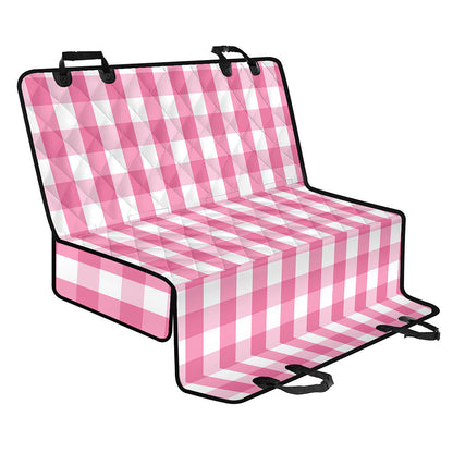 Pink And White Check Pattern Print Pet Car Back Seat Cover