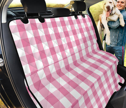 Pink And White Check Pattern Print Pet Car Back Seat Cover