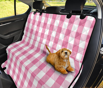 Pink And White Check Pattern Print Pet Car Back Seat Cover