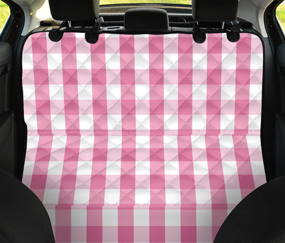 Pink And White Check Pattern Print Pet Car Back Seat Cover