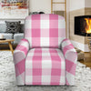 Pink And White Check Pattern Print Recliner Slipcover