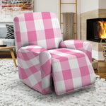 Pink And White Check Pattern Print Recliner Slipcover