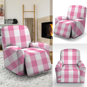 Pink And White Check Pattern Print Recliner Slipcover