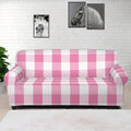 Pink And White Check Pattern Print Sofa Cover
