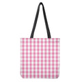 Pink And White Check Pattern Print Tote Bag