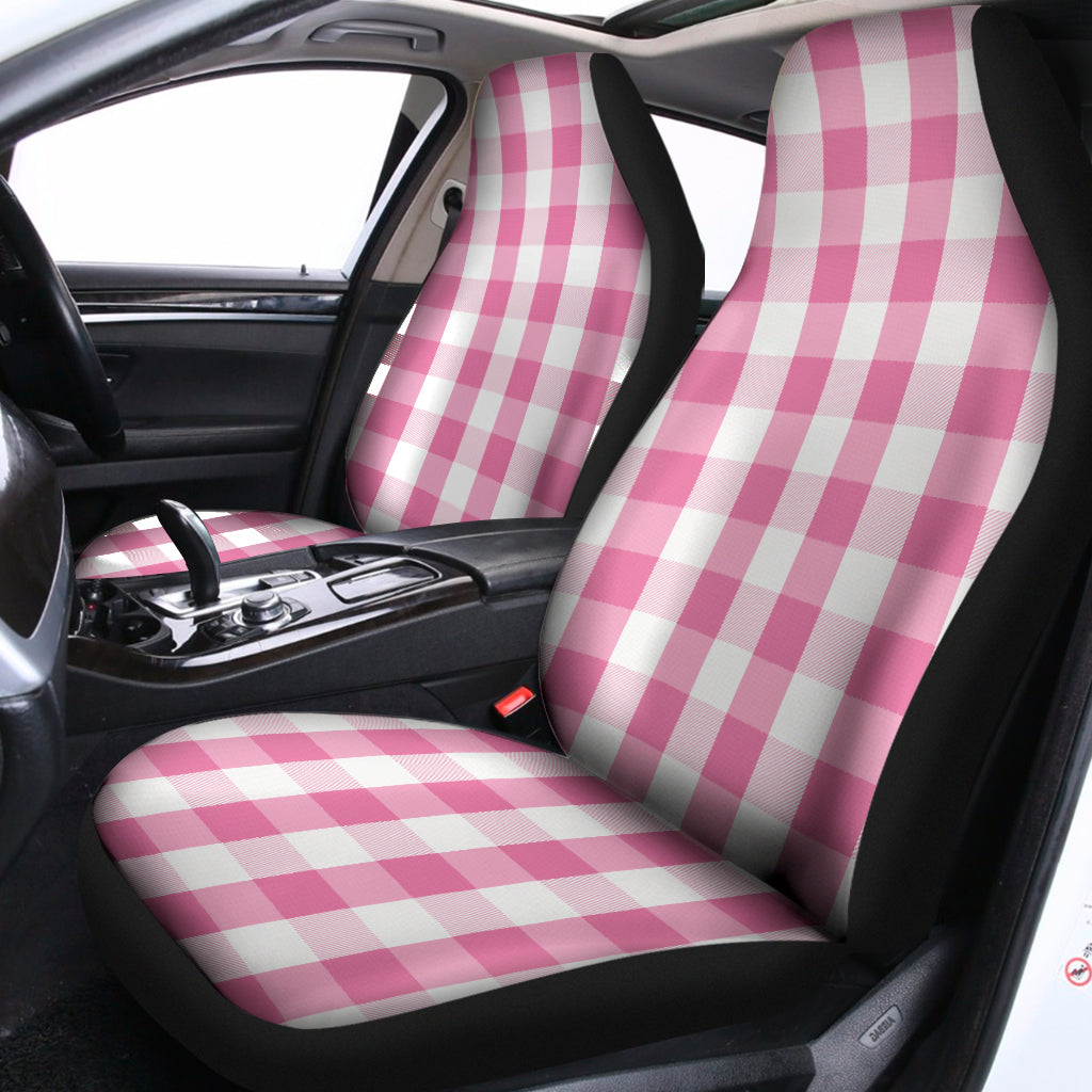 Pink And White Check Pattern Print Universal Fit Car Seat Covers