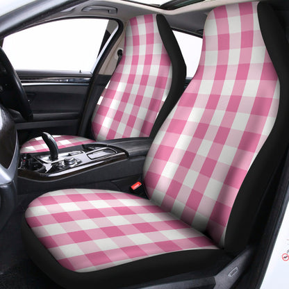 Pink And White Check Pattern Print Universal Fit Car Seat Covers