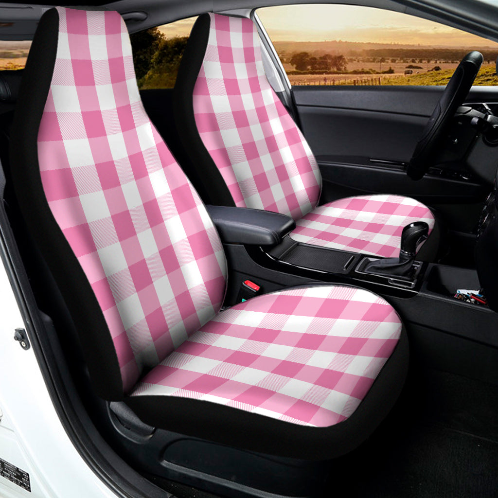 Pink And White Check Pattern Print Universal Fit Car Seat Covers