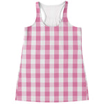 Pink And White Check Pattern Print Women's Racerback Tank Top