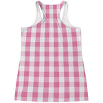 Pink And White Check Pattern Print Women's Racerback Tank Top