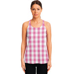 Pink And White Check Pattern Print Women's Racerback Tank Top
