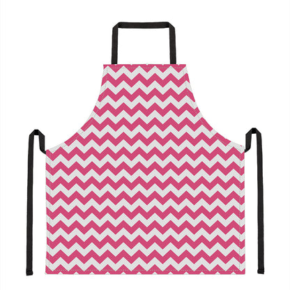 Pink And White Chevron Pattern Print Apron