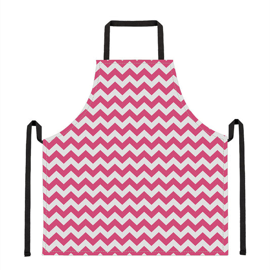 Pink And White Chevron Pattern Print Apron