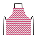 Pink And White Chevron Pattern Print Apron