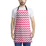 Pink And White Chevron Pattern Print Apron