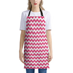 Pink And White Chevron Pattern Print Apron