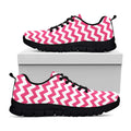 Pink And White Chevron Pattern Print Black Running Shoes